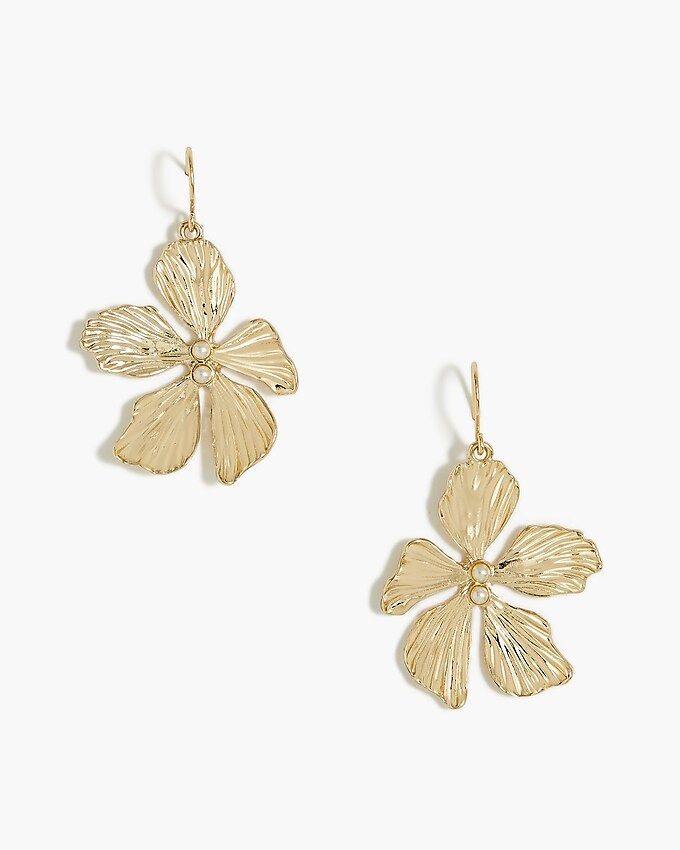Gold floral earrings with pearls | J.Crew Factory