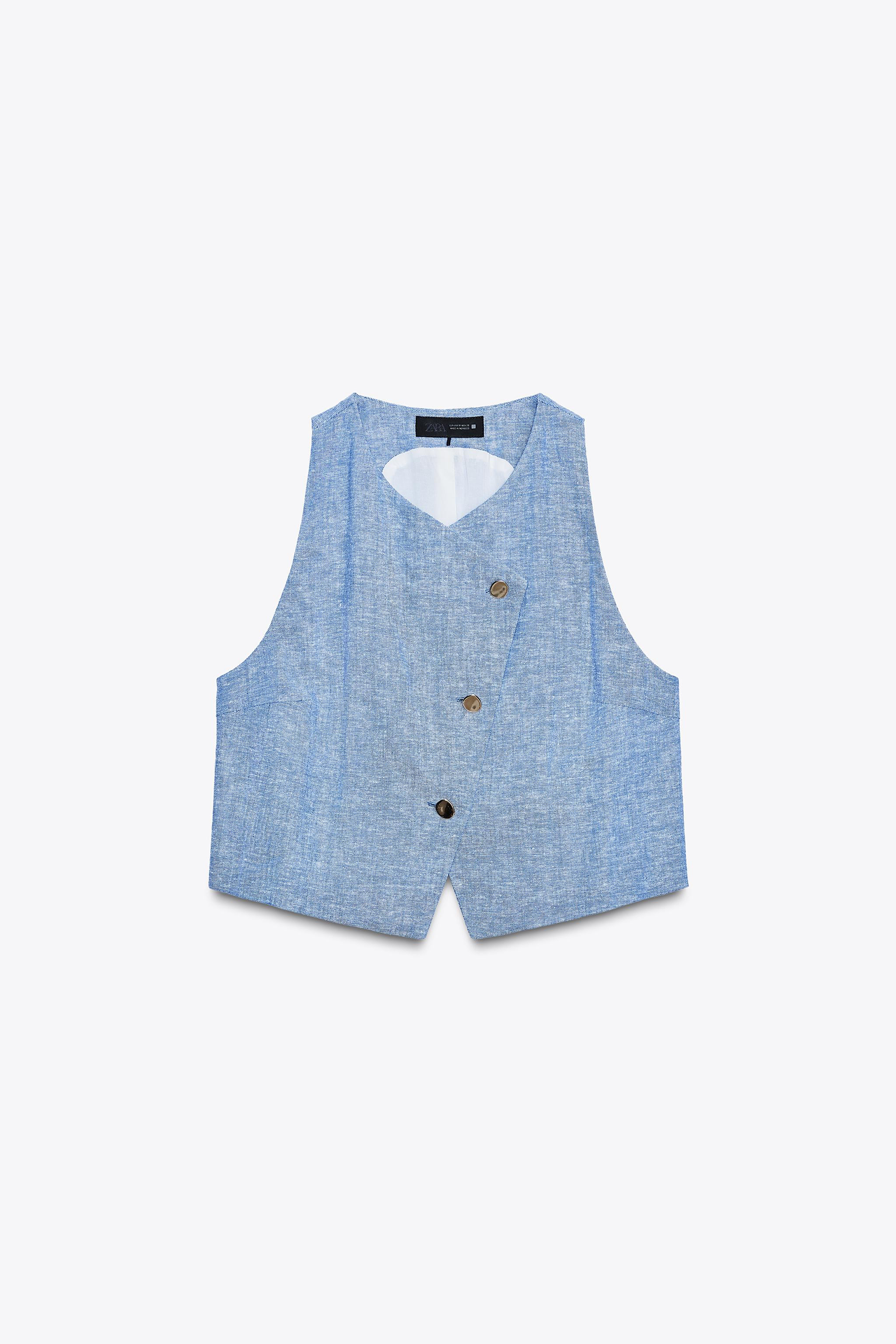 CROSSOVER LINEN BLEND WAISTCOAT | Zara US