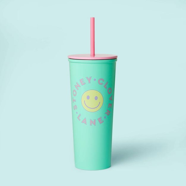 23oz Stainless Steel Tumbler with Straw Light Green/Pink - Stoney Clover Lane x Target | Target