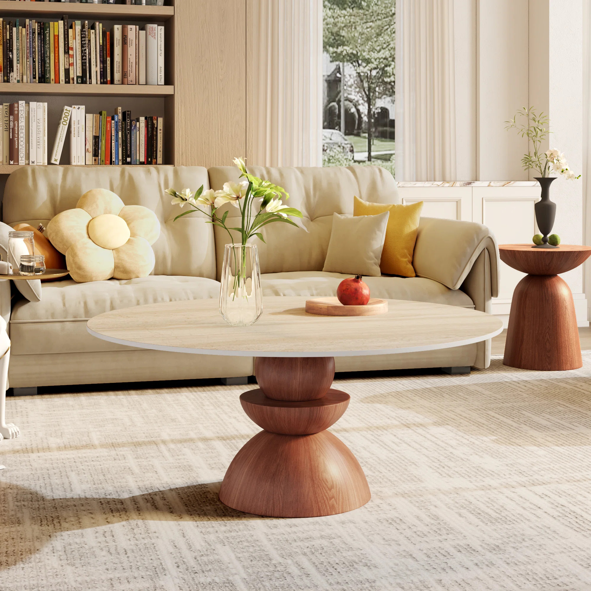 35" Round Coffee Table Living Room Center Cocktail Table | Wayfair North America