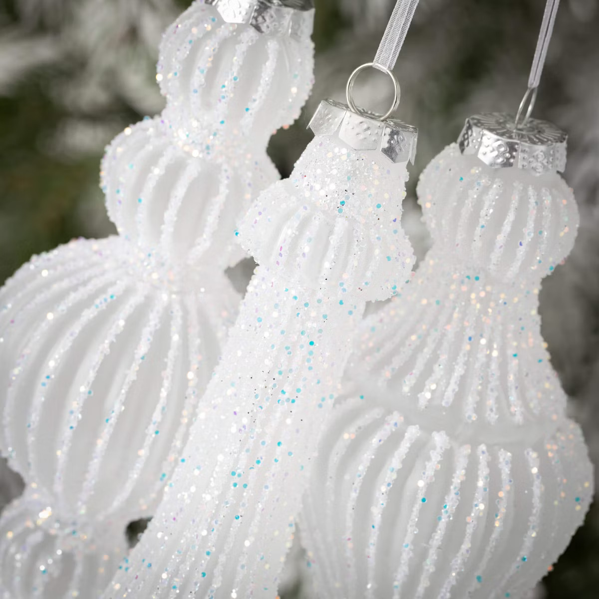 8"H  8"H & 9"H Sullivans Christmas Opaque White Finial Ornaments Set of 3  White | Target