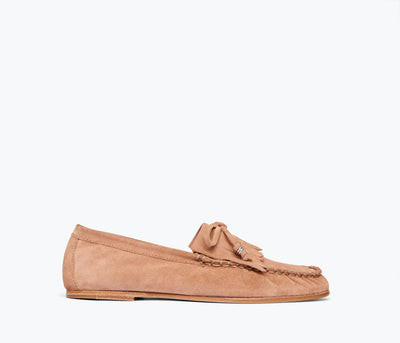 CELESTE FRINGE LOAFER - 7 / Blush Suede | Frēda Salvador