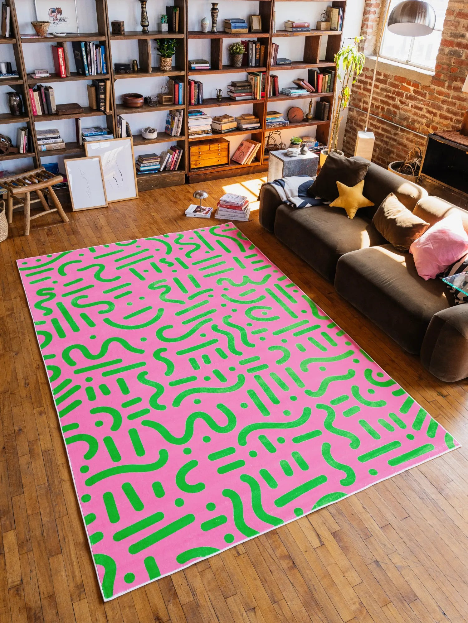 Pink and Green Retro Graphic Area Rug by Shayla Goethe | Flytrade Inc