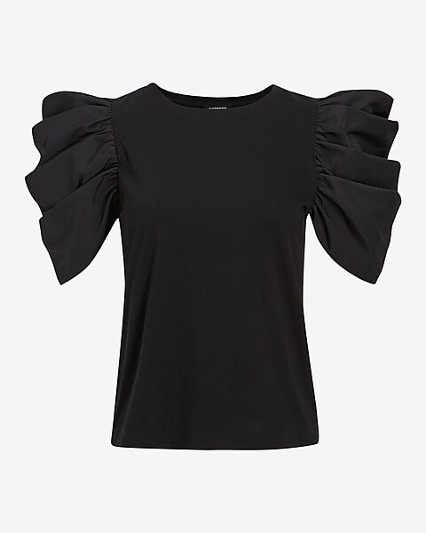 Taffeta Puff Sleeve Tee | Express