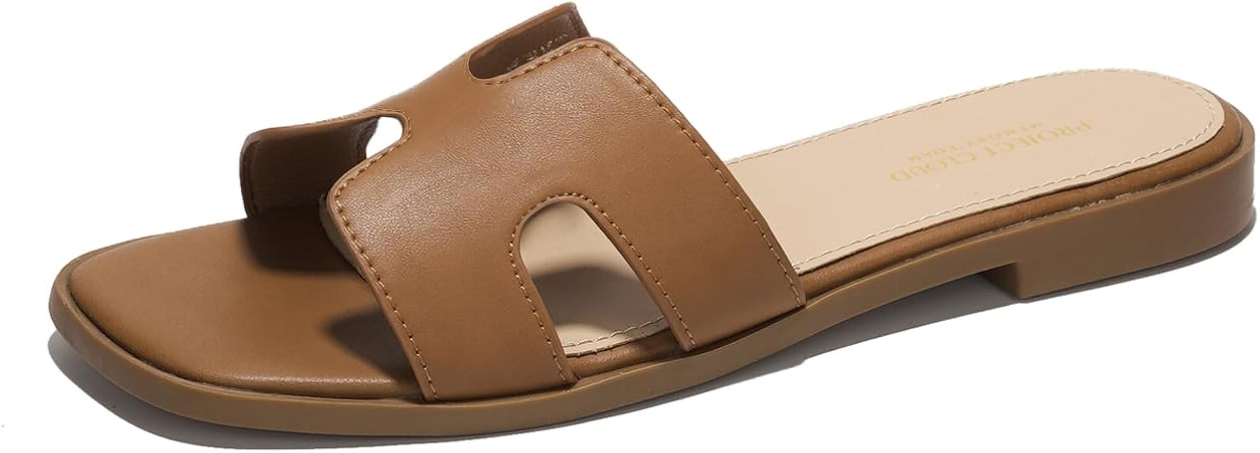 Fashion Flat Sandals for Women - Leather Womens Sandals with Memory Foam Insole - Summer Slip on ... | Amazon (US)