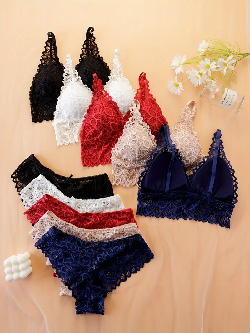 Stylish Sexy Lace Bralette Set Women Wireless Supportive - Temu | Temu Affiliate Program