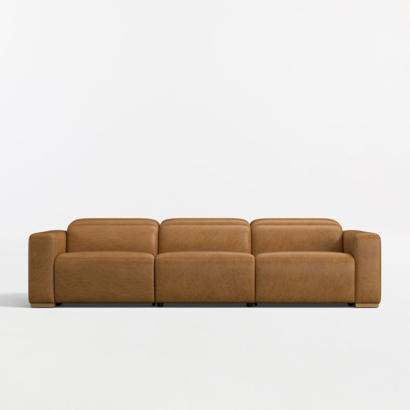 Drift 120.5"" Power Dual-Reclining Leather Sofa | Crate & Barrel