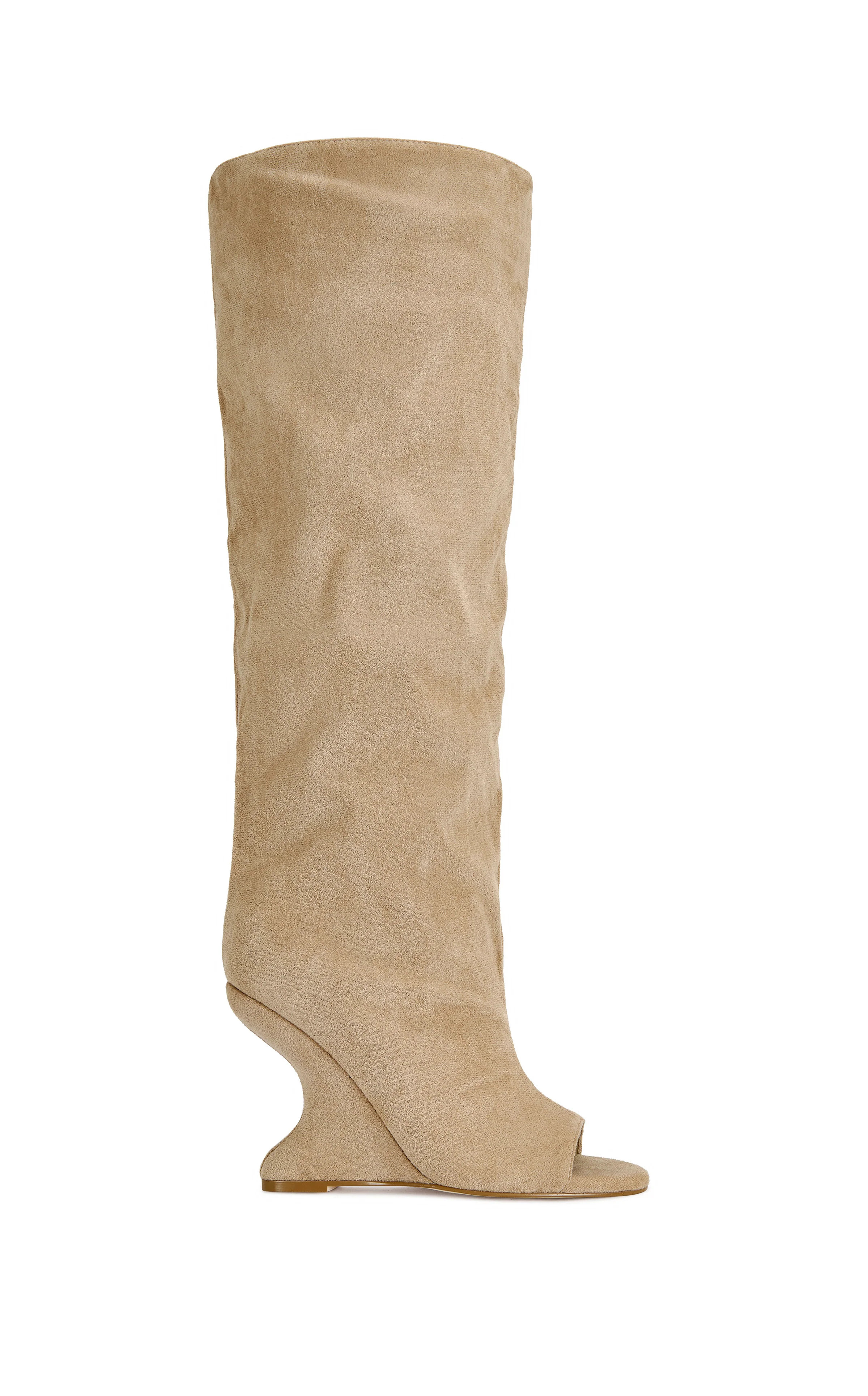 VINCENT-NUDE PEEP TOE WEDGE BOOT | Azalea Wang