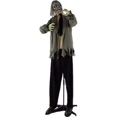 Haunted Hill Farm 5.92-ft Freestanding Talking Lighted Zombie Animatronic | Lowe's