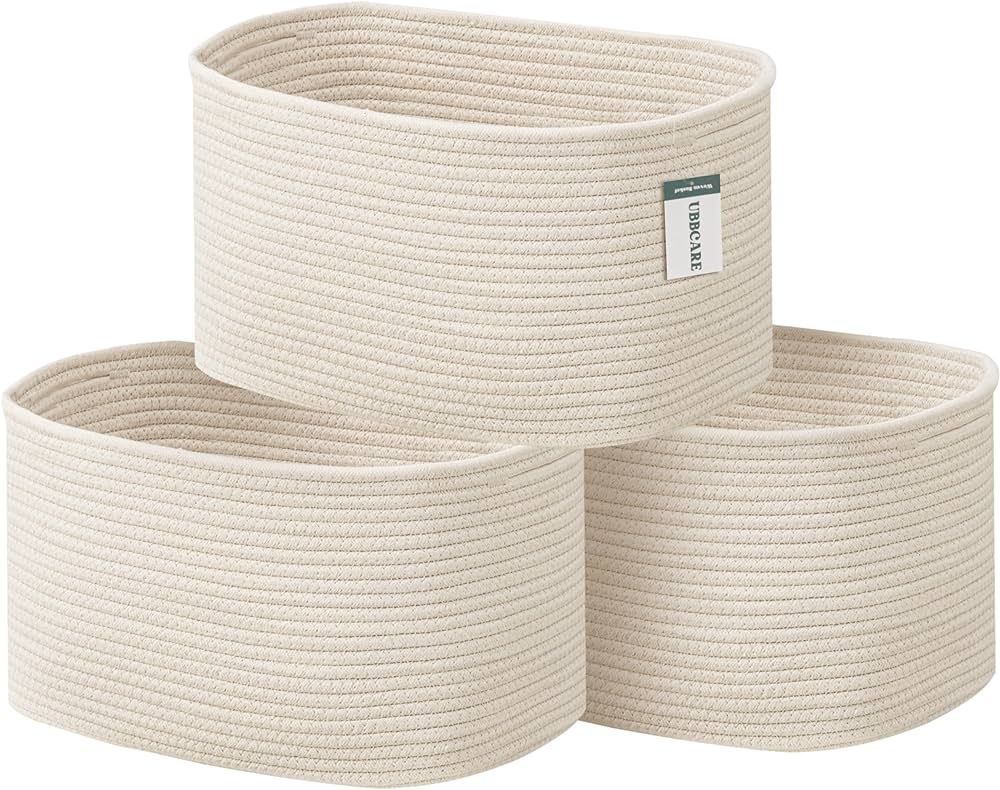 UBBCARE Woven Basket for Storage&Organizing, 15x10x9'' Larger Cotton Rope Basket, Storage Baskets... | Amazon (US)