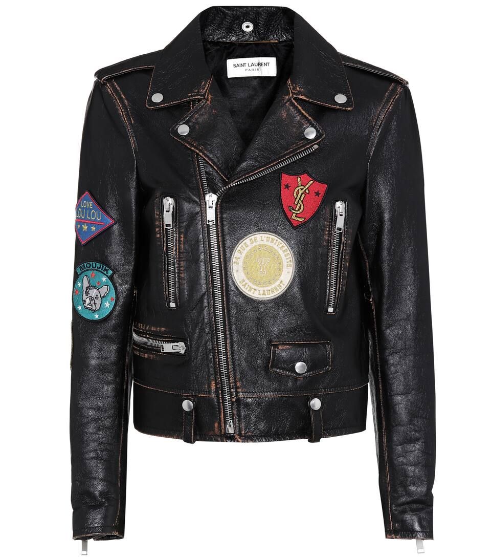 Appliquéd leather biker jacket | Mytheresa (DACH)