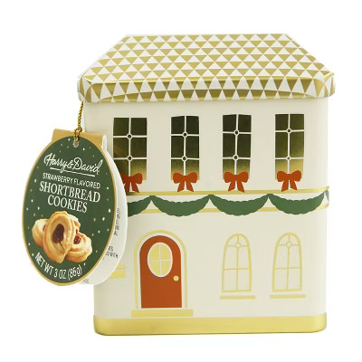 Harry & David House Tin with Strawberry Shortbread Cookies Christmas Gift Set - 3oz | Target