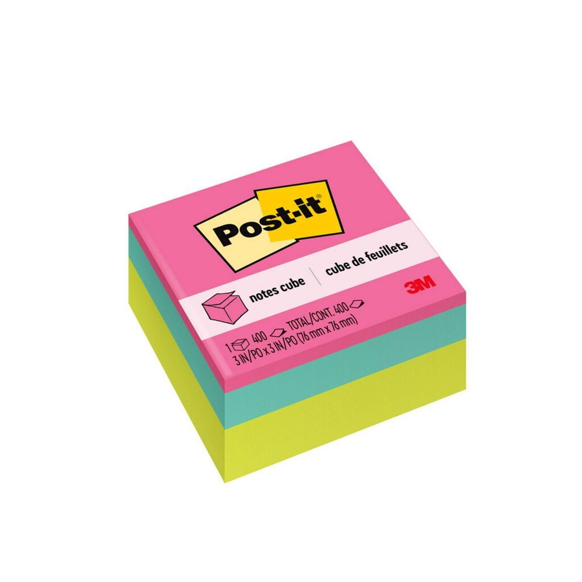 Post-it 3" x 3" Notes Cube 400 Sheets/Cube - Pink Wave | Target