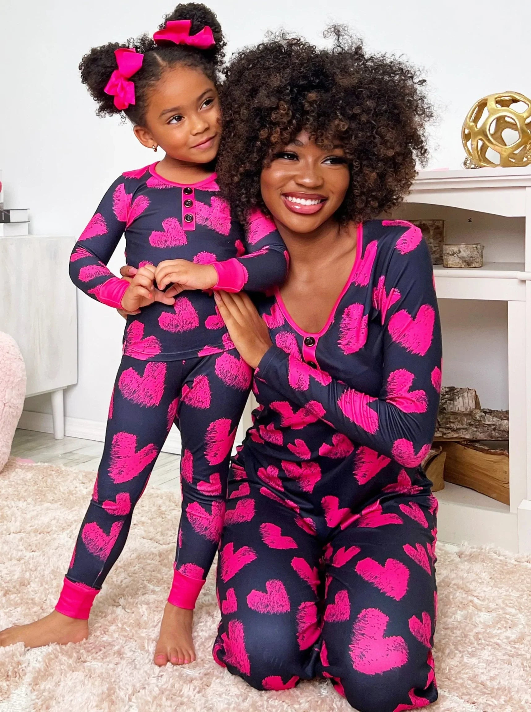 Mommy and Me Little Sweeties Pajama Set Fuchsia / Mom M | Mia Belle Girls