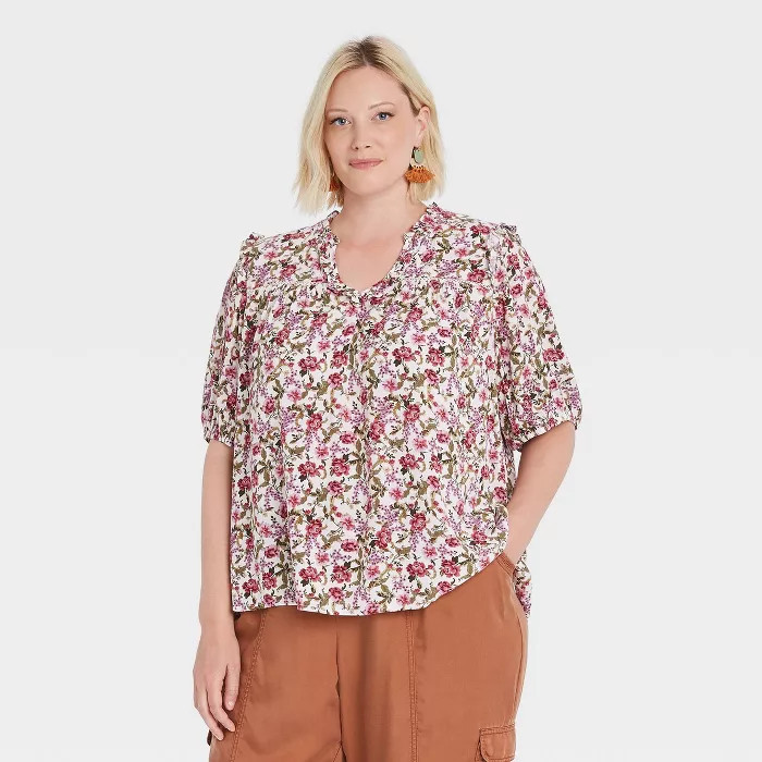 Women's Ruffle Short Sleeve V-Neck Blouse - Knox Rose™ | Target