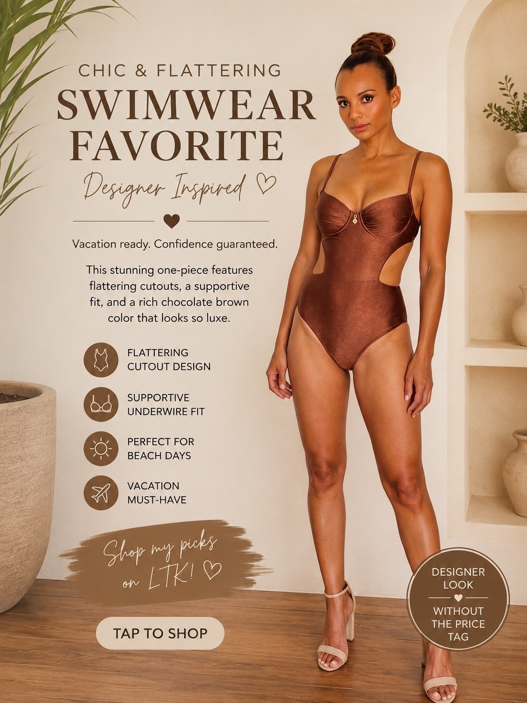 Chocolate brown swimwear is having a moment 🤎✨

This designer-inspired one-piece is so flattering with the perfect cutout detail and luxe-looking fit. Whether you’re heading to the beach, pool, or your next tropical getaway, this is a swimsuit you’ll reach for again and again.

☀️ Flattering silhouette
🤎 Rich chocolate brown color
🌴 Vacation-ready style
✨ Designer-inspired look for less

Shop this swim favorite and more vacation finds on my LTK!#SwimsuitSeason #VacationStyle #ResortWear #BeachVacation #AmazonFashion #DesignerInspired #SummerStyle #FashionOver40 #FashionOver50 #LTKFinds

#LTKSwim