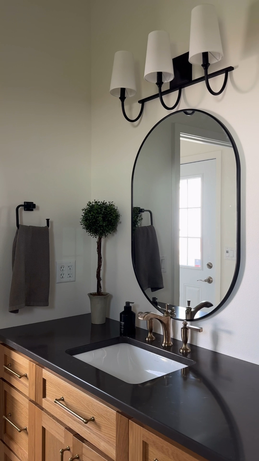 Adding some last minute touches to the barn guest bathroom! Loving this shower curtain from @amberinteriors

#LTKHome #LTKselfcare