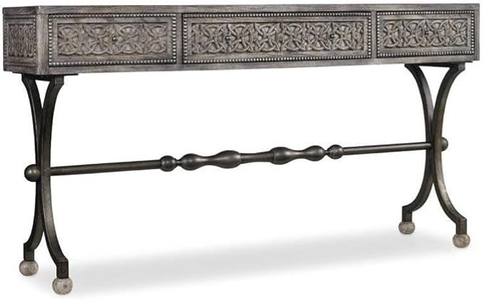 Hooker Melange 3-Drawer Ravenna Console Table in Weathered Gray w/Metal Base | Amazon (US)