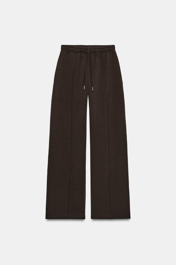 Zara - Interlock Trousers With Seam Detail - Navy Blue - Xl - Woman | Zara UK