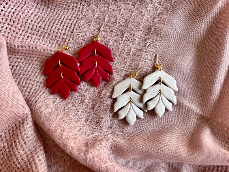 Valentine's Day Earrings, Floral Clay Earrings, Valentine's Earrings, Clay Earrings, Polymer Clay... | Etsy (US)