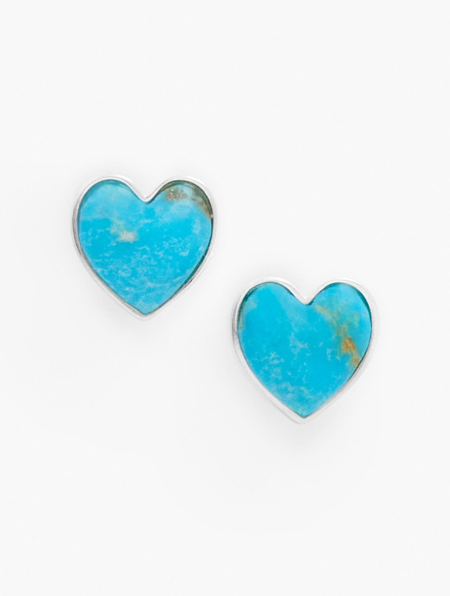 Sterling Silver Turquoise Heart Stud - Blue Aqua/Sterling - 001 Talbots | Talbots