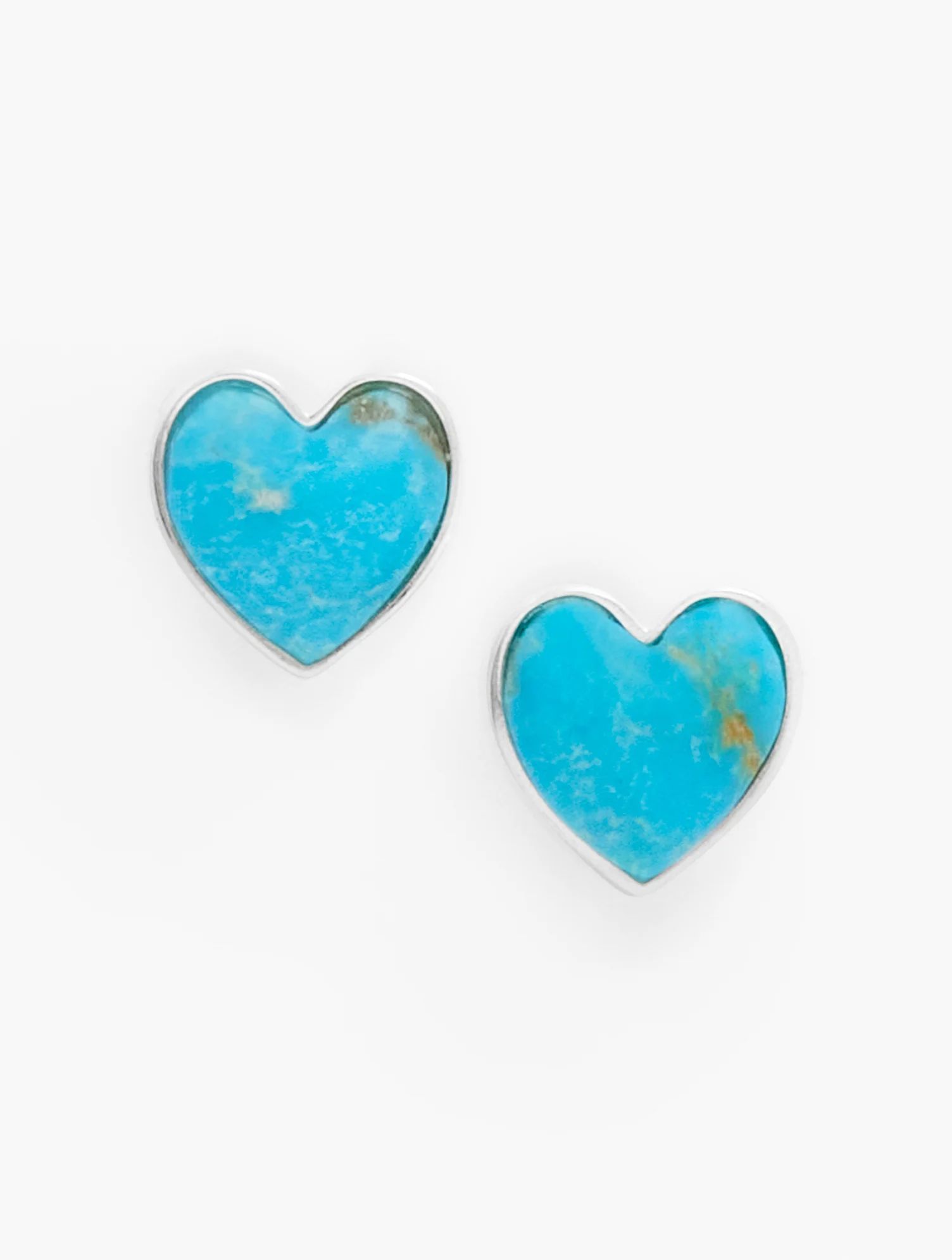 Sterling Silver Turquoise Heart Stud - Blue Aqua/Sterling - 001 Talbots | Talbots
