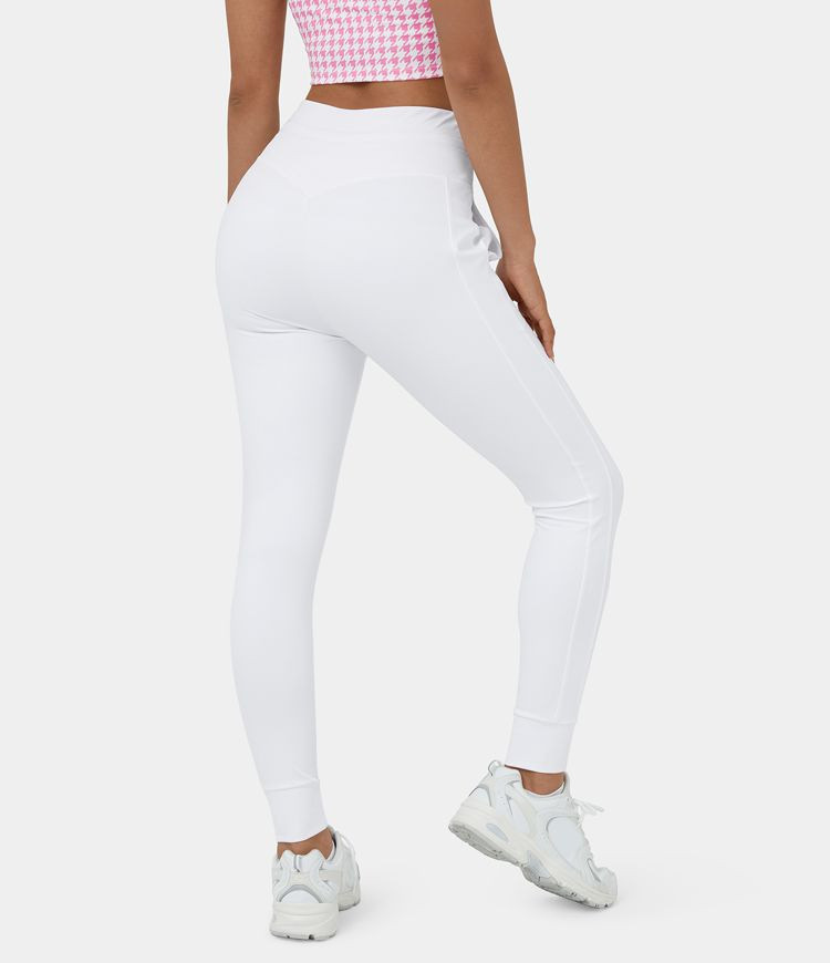 Cloudful™ Air Fabric High Waisted Drawstring Side Pocket Plain Full Length Joggers | HALARA