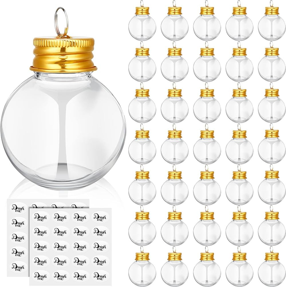 Christmas Booze Balls Clear Christmas Tree Fillable Ornaments Water Bottle Bulbs Shape Clear Plas... | Amazon (US)