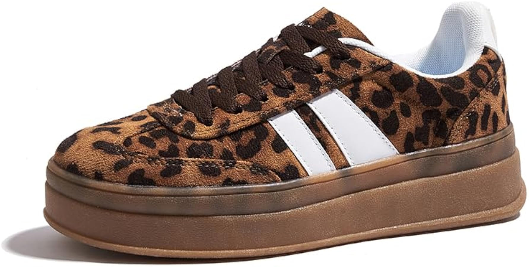 Women's Chunky Platform Sneakers - Retro Vintage Leather Casual Tennis Shoes- Thick Rubber Gum So... | Amazon (US)