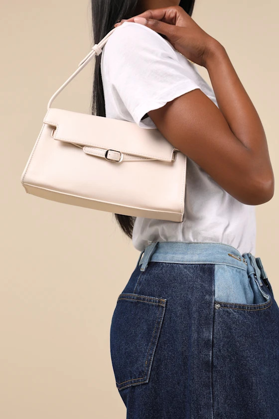 Calandra Bone Vegan Leather Shoulder Bag | Lulus