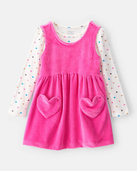 Toddler Girl Heart Velour Dress Set - Pink | Carter's Inc