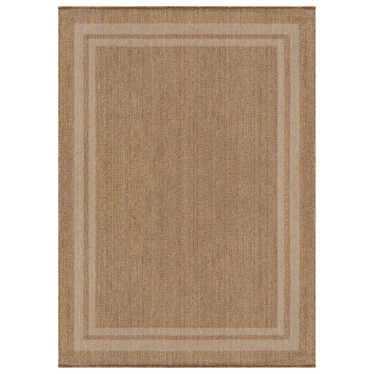Border Sand/Natural Easy-Care Jute-Style Indoor/Outdoor Flat Woven Area Rug | Wayfair North America