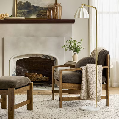 Wood Frame Upholstered Arm Chair Brown - Hearth & Hand™ with Magnolia Furniture | Target