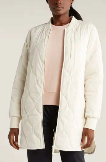 Zella Longline Onion Quilted Bomber Jacket | Nordstrom | Nordstrom