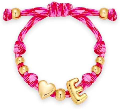 Bubble Initial Bracelets for Women-Dainty 14K Gold-Plated Knotty Bubble Letter Initial Heart Brac... | Amazon (US)