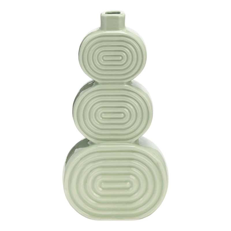 Cucumber Green Stacked Circles Ceramic Vase, 12" | At Home