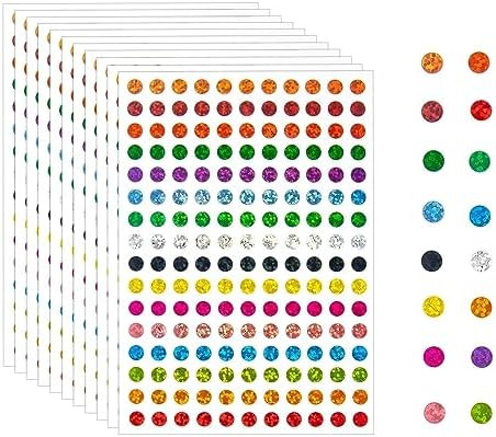 20 Sheets Color Coding Labels - Laser Shiny Sparkle Circle Dot Stickers, 1/4" Round Sparkle Dot S... | Amazon (US)