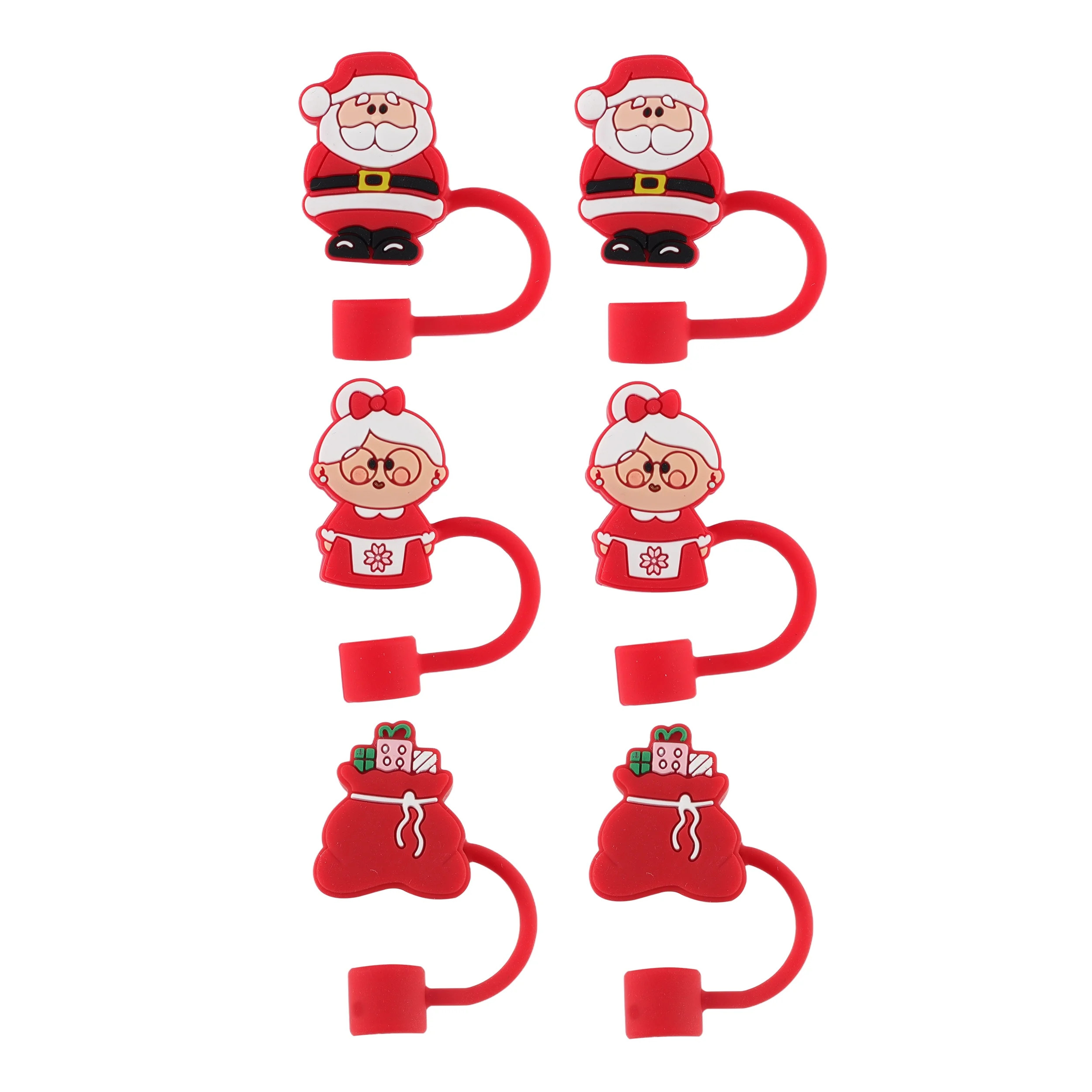 Cook With Color 6-Piece Silicone Holiday Straw Toppers – Santa Claus, Mrs. Claus & Santa Sack D... | Walmart (US)