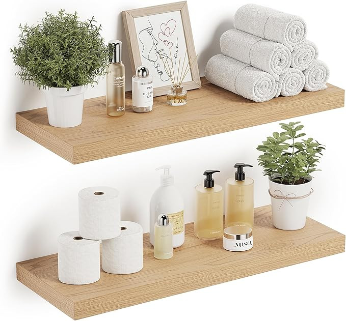 Bathroom Long Floating Shelves for Wall,Bathroom Storage Over Toilet, Wall Shelves with Invisible... | Amazon (US)