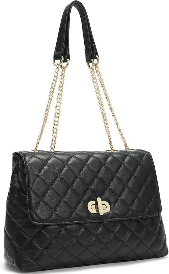 Shoulder Bag for Women Quilted Leather Crossbody Purse with Chain Strap | Amazon (US)