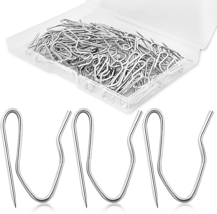 70PCS Curtain Hooks, 1.2 Inch Metal Drapery Pin and Hook, Rustproof Stainless Steel Drapery Pins ... | Amazon (US)