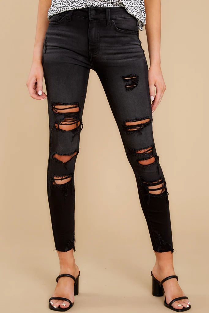 Spotlight Moment Black Distressed Skinny Jeans | Red Dress 