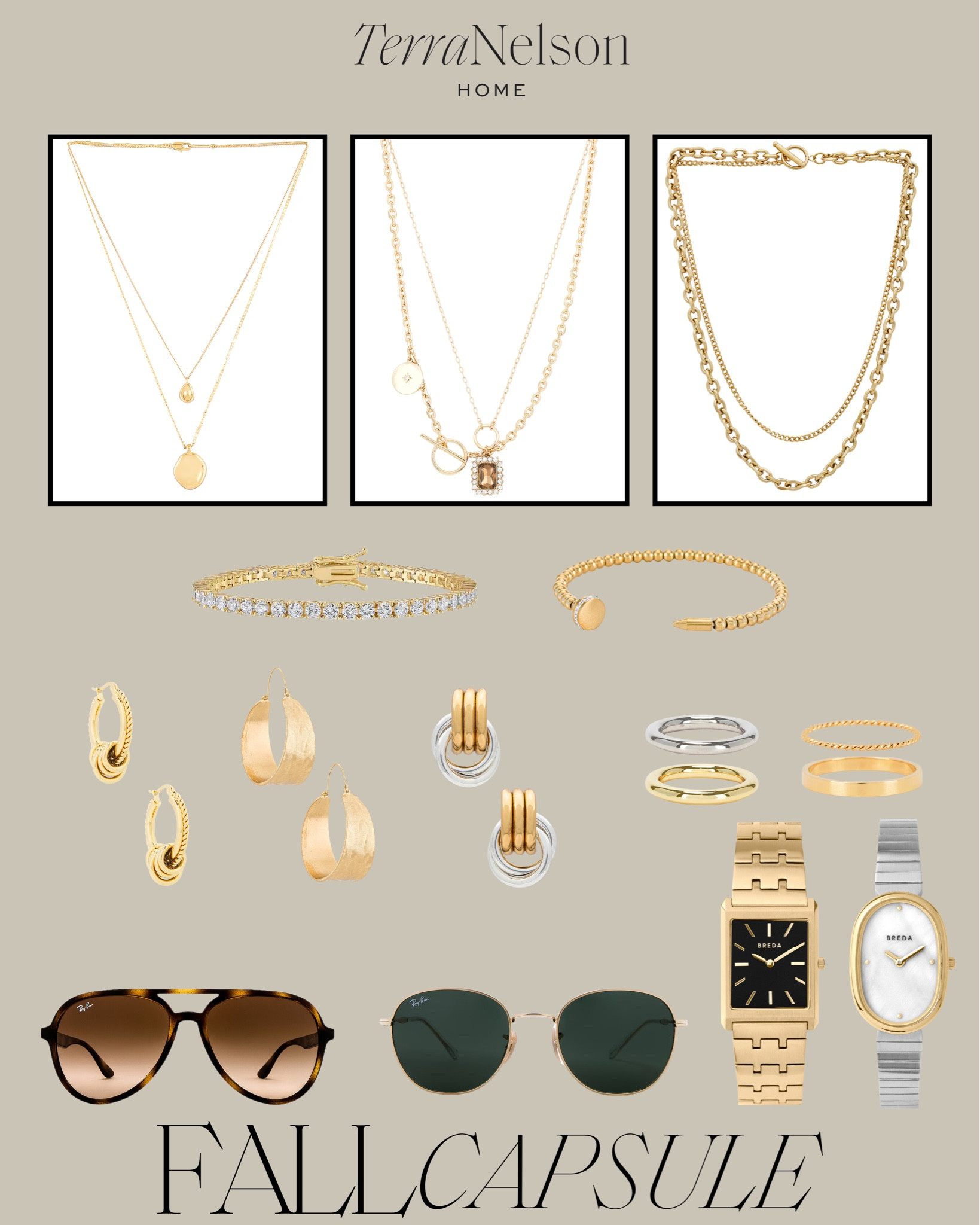 Fall Capsule Wardrobe Jewelry!
Fall Jewelry / Gold Necklaces / Gold Bracelets / Gold rings / Fall Watches / Fall Sunglasses / 

#LTKBeauty #LTKSeasonal #LTKStyleTip