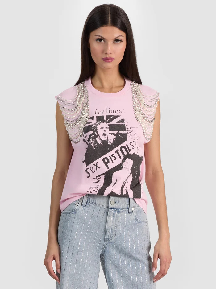 MICAH EMBELLISHED MUSCLE TANK | Alice + Olivia