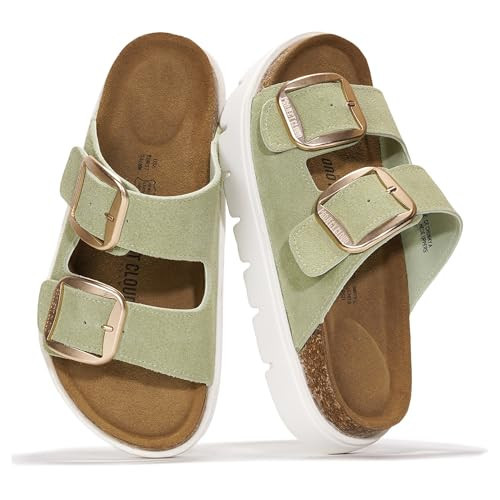 Project Cloud 100% Genuine Leather Platform Sandals Women Footwear - Wedge Chunky Slides for Women 2026 with Memory Foam Insole & Cork Footbed Womens Sandals (GreeceChunky) | Amazon (US)