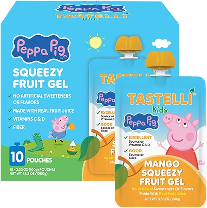 Tastelli Peppa Pig Kids Squeezy Fruit Gel – Mango Flavor – No Artificial Sweeteners or Flavor... | Amazon (US)