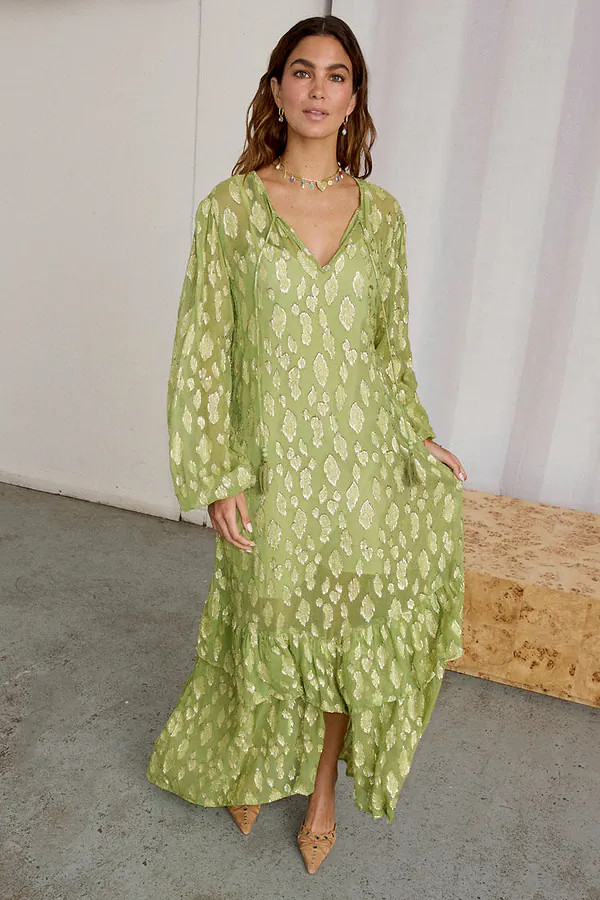 Green Jacquard Harmony Dress | Never Fully Dressed (UK & IE)