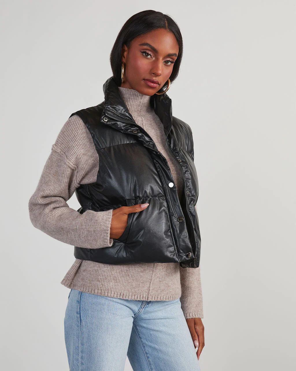 Cardona Faux Leather Puffer Vest | VICI Collection