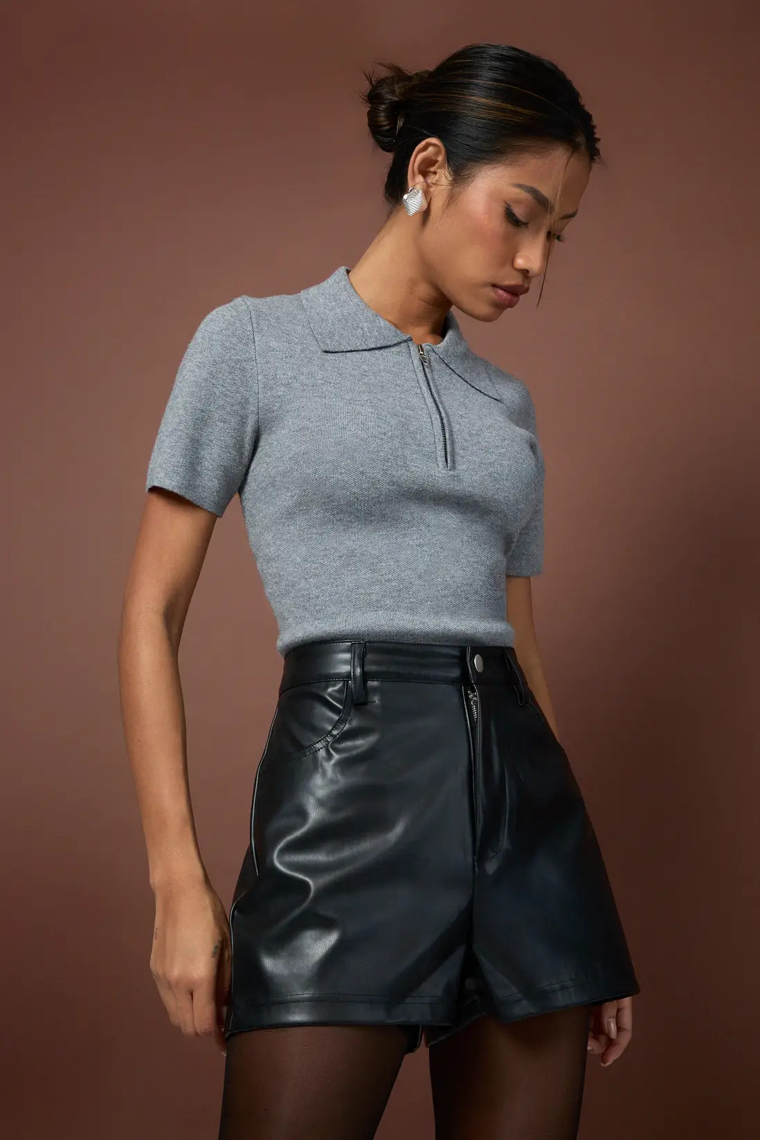 Faux Leather High Waisted Shorts | Boohoo.com (UK & IE)