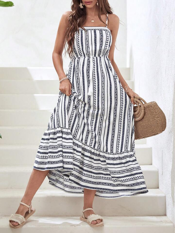 SHEIN VCAY Ditsy Floral Print Ruffle Hem Cami Dress | SHEIN